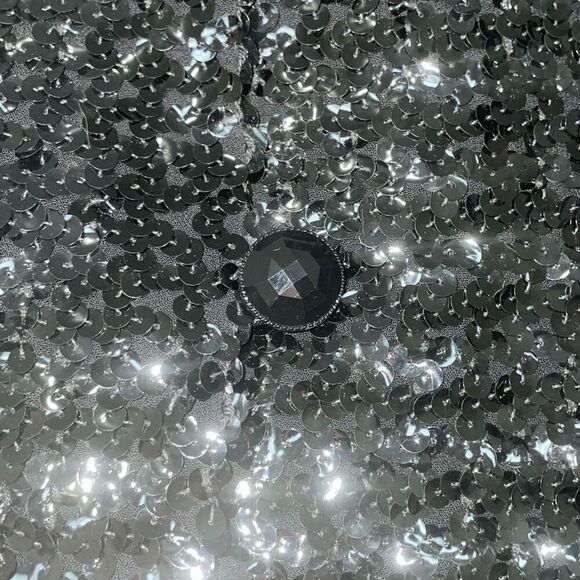 Vintage black sequin cropped long sleeve blazer jacket button down size 6 NWT - Picture 7 of 15